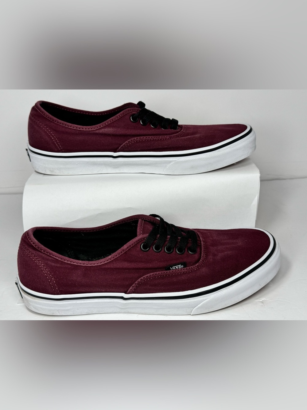 Vans Burgundy Canvas Low-Top Sneakers with Black Laces